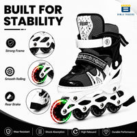 Btag Kids Inline Skates with 4 Wheels | Adjustable Roller Skate Shoes for Boys & Girls | Comfortable & Durable Skating Shoes | 1 Pair