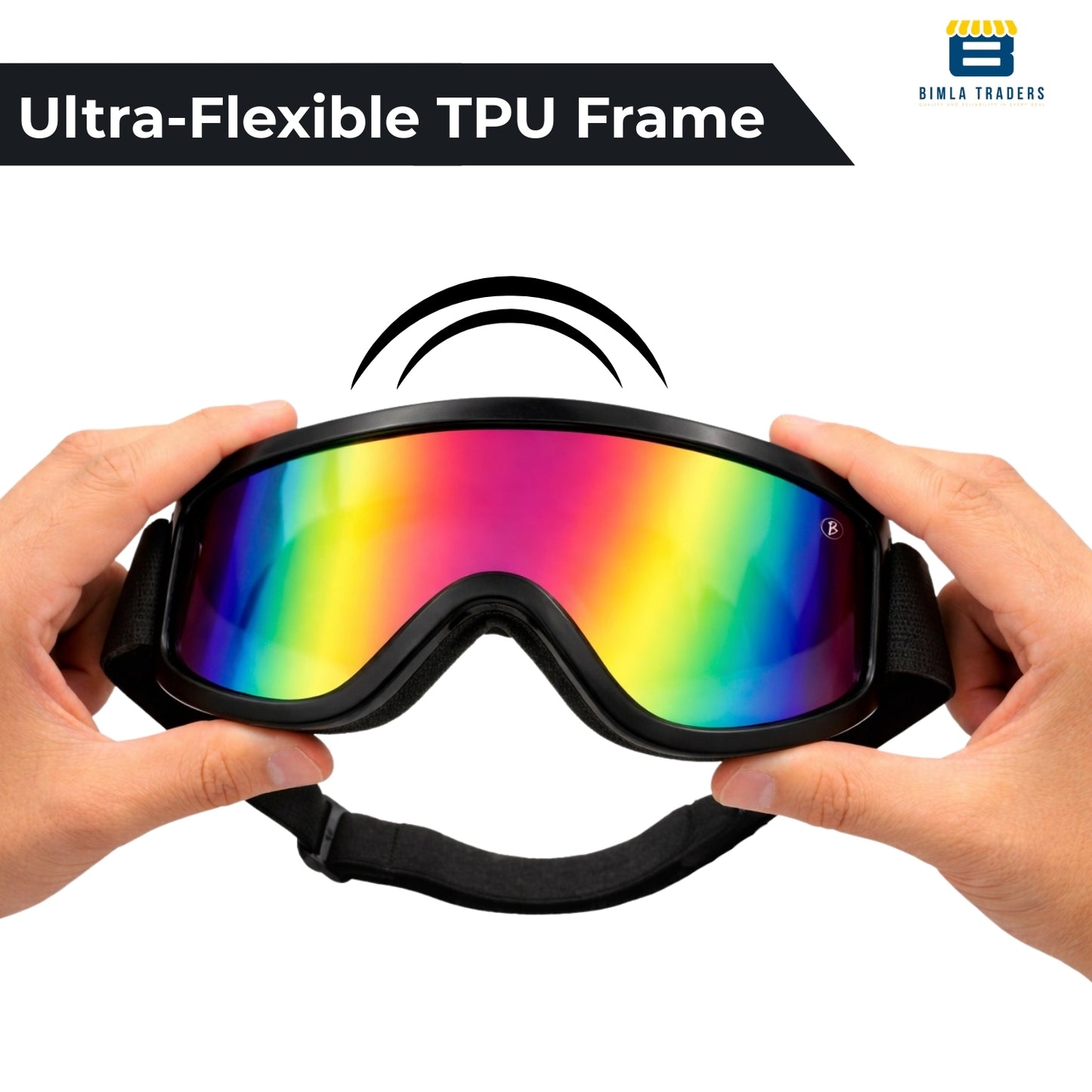 Btag Premium Adult Motocross Dirt Bike Racing, Cycling Goggles – Transparent Lens, Adjustable Strap with Extra Back Padding for Comfort. Pack of 1