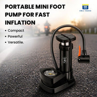 Bimla Traders High Pressure Foot Air Pump with Pressure Gauge – Portable Floor Compressor Cylinder for Car, Bike, Motorcycle, and Bicycle Tyres. Pack of 1 (AU003_Black)