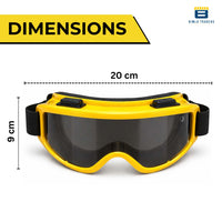 Btag Premium Adult Motocross Dirt Bike Racing, Cycling Goggles – Transparent Lens, Adjustable Strap with Extra Back Padding for Comfort. Pack of 1