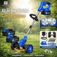 Bimla Traders 48V Cordless Electric String Trimmer & Lawn Edger with Wheels, Adjustable Handle, 2 Rechargeable Batteries, Steel & Plastic Blades, Grass Trimmer for Garden & Yard.
