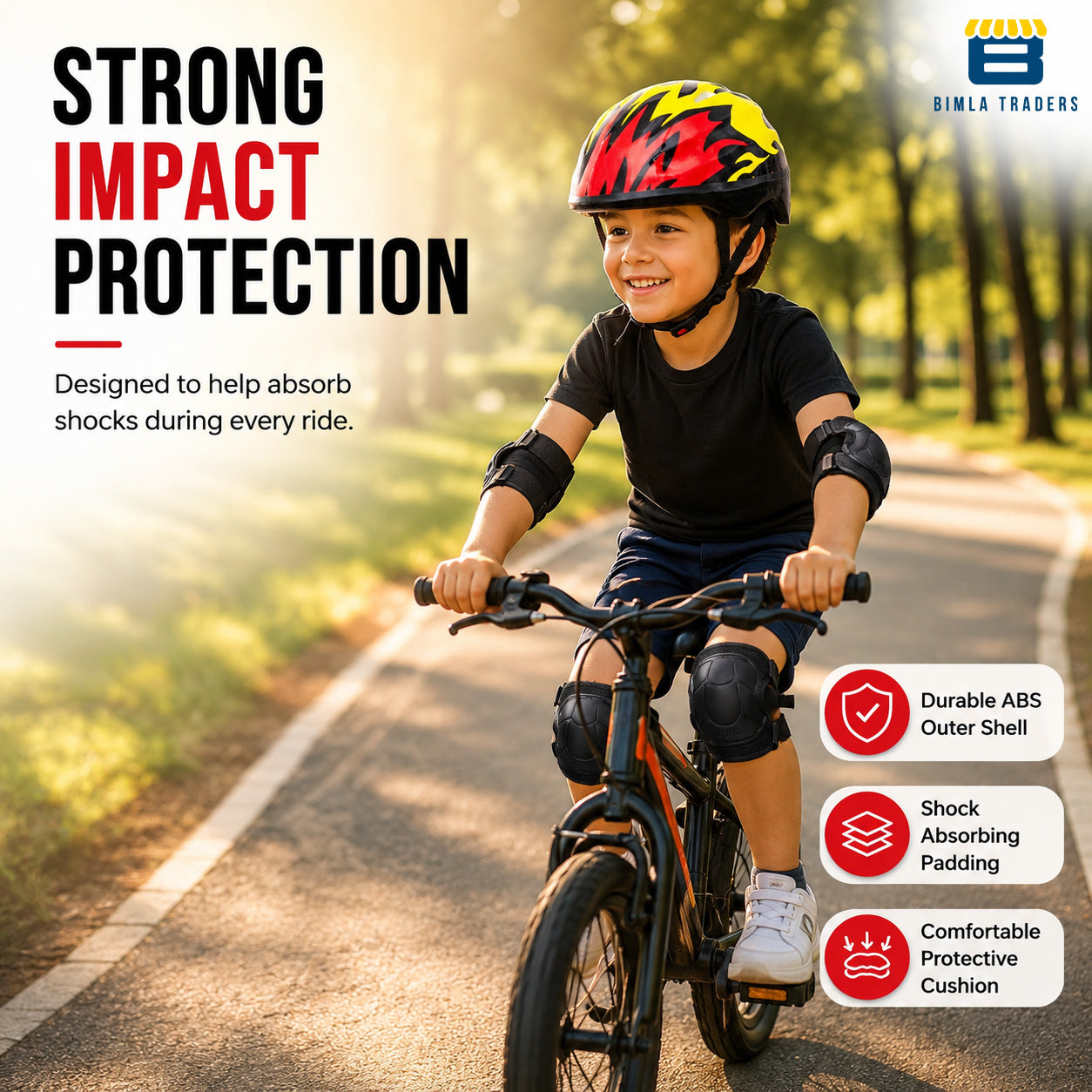 Bimla Traders Kids Safety Gear Set with Helmet | Knee Pads, Elbow Pads & Wrist Guards | Protective Kit for Skating & Cycling