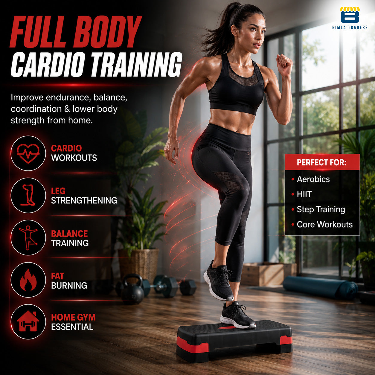Btag Advanced Fitness Stepper for Aerobics & Cardio Training | Durable Polypropylene Construction | High Load Capacity 200 kg