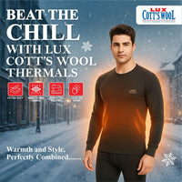 Lux Cottswool Men's R-Neck Thermal Top and Lower Set