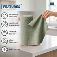Bimla Traders Microfiber Tear-Away Reusable, Washable, 25x25cm 20 Pieces Cleaning Towels Roll – Premium, Super Absorbent Cloths for Kitchen, Car & Home