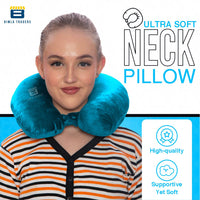 Bimla Traders Travel Neck Pillow for Men & Women | Soft Fibre Cushion for Flight, Car & Train | Soft Velvet Fabric with Attachable Snap Strap | Cervical Support for Neck Pain Relief. Pack of 1