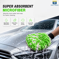Bimla Traders Microfibre Wash Mitt Cleaning Gloves | Heavy-Duty Quality | Super Absorbent | Extra Large.