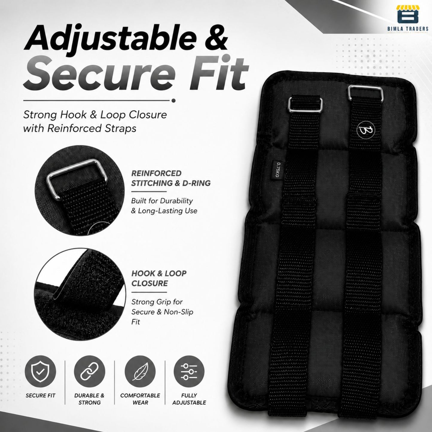 Btag Solid Neoprene Ankle & Wrist Weights | Adjustable Strap | Unisex Leg & Arm Weight Cuffs for Gym, Workout & Training.