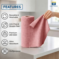 Bimla Traders Microfiber Tear-Away Reusable, Washable, 25x25cm 20 Pieces Cleaning Towels Roll – Premium, Super Absorbent Cloths for Kitchen, Car & Home