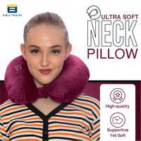 Bimla Traders Travel Neck Pillow for Men & Women | Soft Fibre Cushion for Flight, Car & Train | Soft Velvet Fabric with Attachable Snap Strap | Cervical Support for Neck Pain Relief. Pack of 1