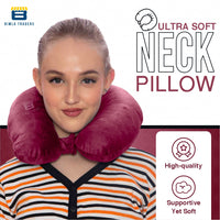 Bimla Traders Travel Neck Pillow for Men & Women | Soft Fibre Cushion for Flight, Car & Train | Soft Velvet Fabric with Attachable Snap Strap | Cervical Support for Neck Pain Relief. Pack of 1