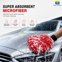 Bimla Traders Microfibre Wash Mitt Cleaning Gloves | Heavy-Duty Quality | Super Absorbent | Extra Large.