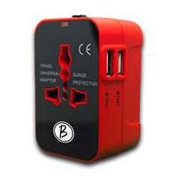 BTfash Universal Travel Adapter All in One Worldwide, Travel Adapter and Wall Charger with USB Ports with Multi Type Power Outlet (2U - USB 1A,100-240) Voltage
