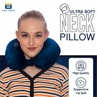 Bimla Traders Travel Neck Pillow for Men & Women | Soft Fibre Cushion for Flight, Car & Train | Soft Velvet Fabric with Attachable Snap Strap | Cervical Support for Neck Pain Relief. Pack of 1
