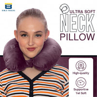 Bimla Traders Travel Neck Pillow for Men & Women | Soft Fibre Cushion for Flight, Car & Train | Soft Velvet Fabric with Attachable Snap Strap | Cervical Support for Neck Pain Relief. Pack of 1
