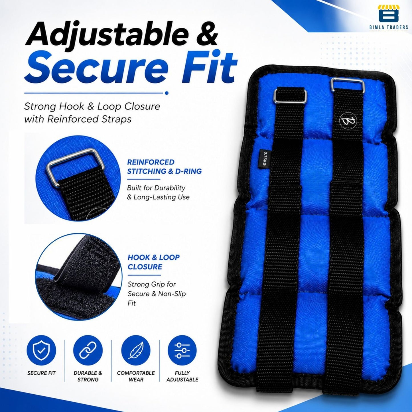 Btag Solid Neoprene Ankle & Wrist Weights | Adjustable Strap | Unisex Leg & Arm Weight Cuffs for Gym, Workout & Training.