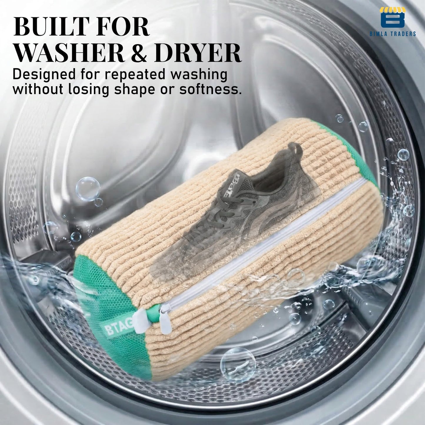 Bimla Traders Reusable Shoe Laundry Bag for Washing Machine & Dryer | Plush Zippered Washing Pouch for Sneakers, Baby Items & Delicates