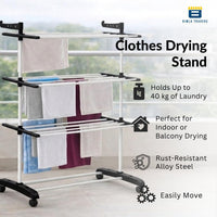 Bimla Traders Heavy-Duty Clothes Drying Stand | Load Capacity 40 kg | Portable with Wheels | Balcony Use | Foldable Wings | Rust-Resistant Alloy Steel
