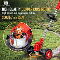 Bimla Traders 48V Cordless Electric String Trimmer & Lawn Edger with Wheels, Adjustable Handle, 2 Rechargeable Batteries, Steel & Plastic Blades, Grass Trimmer for Garden & Yard.