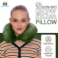 Bimla Traders Travel Neck Pillow for Men & Women | Soft Fibre Cushion for Flight, Car & Train | Soft Velvet Fabric with Attachable Snap Strap | Cervical Support for Neck Pain Relief. Pack of 1