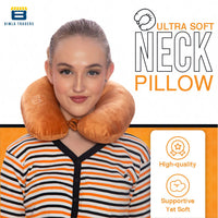 Bimla Traders Travel Neck Pillow for Men & Women | Soft Fibre Cushion for Flight, Car & Train | Soft Velvet Fabric with Attachable Snap Strap | Cervical Support for Neck Pain Relief. Pack of 1
