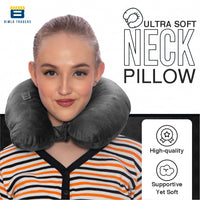 Bimla Traders Travel Neck Pillow for Men & Women | Soft Fibre Cushion for Flight, Car & Train | Soft Velvet Fabric with Attachable Snap Strap | Cervical Support for Neck Pain Relief. Pack of 1