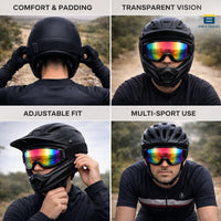 Btag Premium Adult Motocross Dirt Bike Racing, Cycling Goggles – Transparent Lens, Adjustable Strap with Extra Back Padding for Comfort. Pack of 1