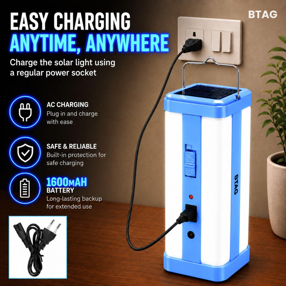 Bimla Traders Rechargeable LED Emergency Light with Adapter Charging | High Brightness, Long Battery Backup