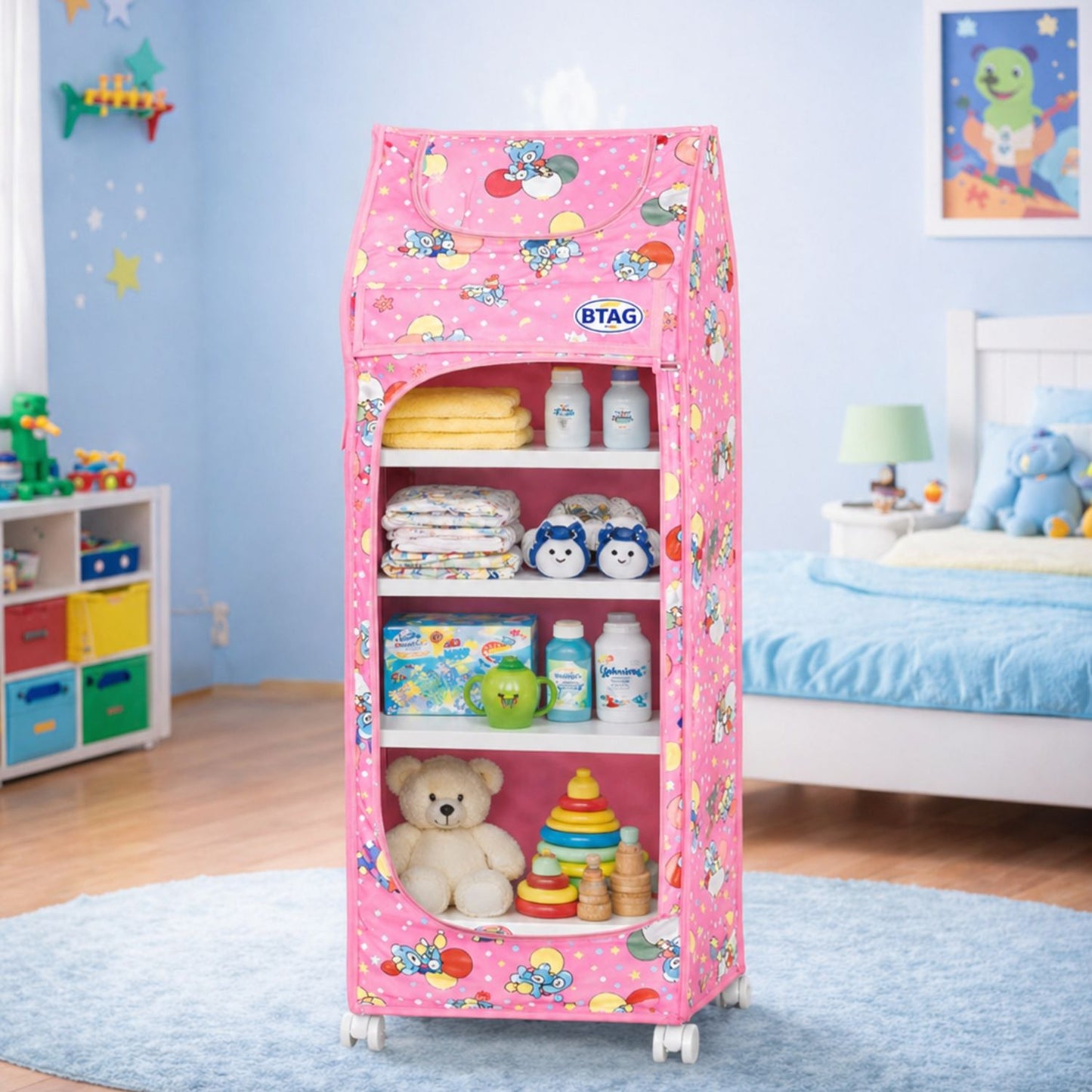 Bimla Traders Baby Almirah Kids Storage Organizer for Clothes,Books,Shoes,Toys Wardrobe for Multipurpose Collapsible