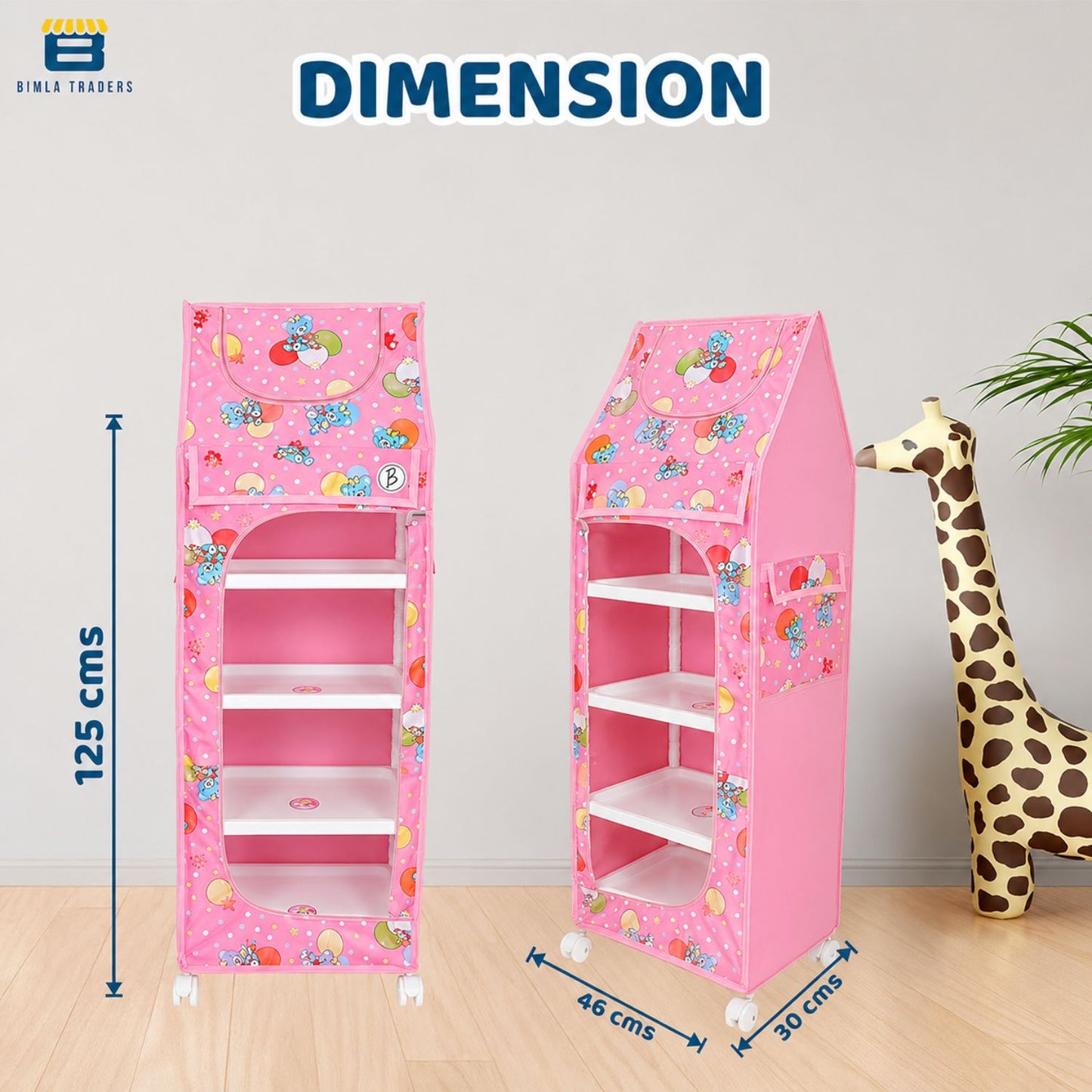 Bimla Traders Baby Almirah Kids Storage Organizer for Clothes,Books,Shoes,Toys Wardrobe for Multipurpose Collapsible