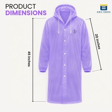 Btag Reusable EVA Hooded Raincoat| Transparent Waterproof Rain Wear for Men & Women | Elastic Full Sleeves | Front Button Design | Knee Length Free size