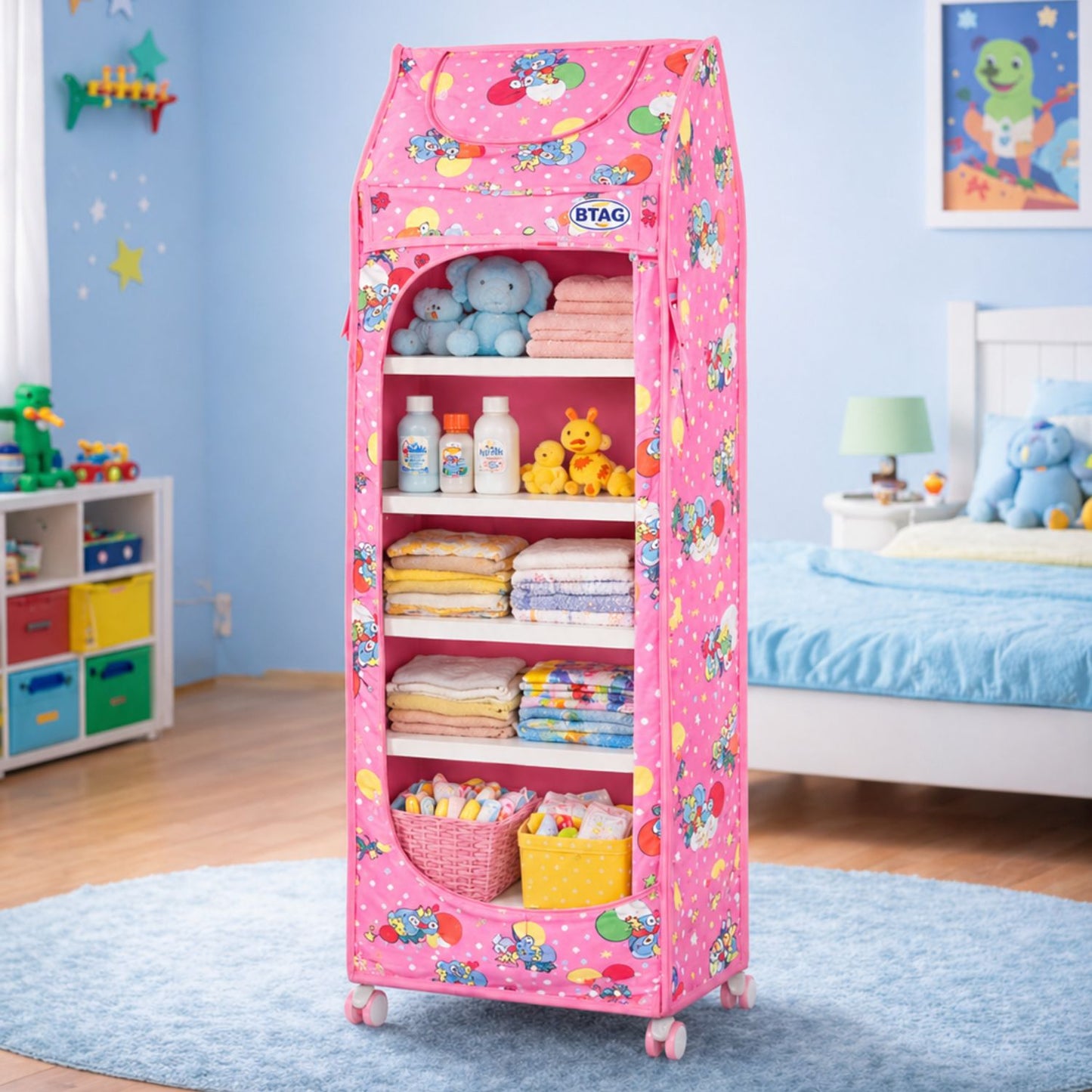 Bimla Traders Baby Almirah Kids Storage Organizer for Clothes,Books,Shoes,Toys Wardrobe for Multipurpose Collapsible