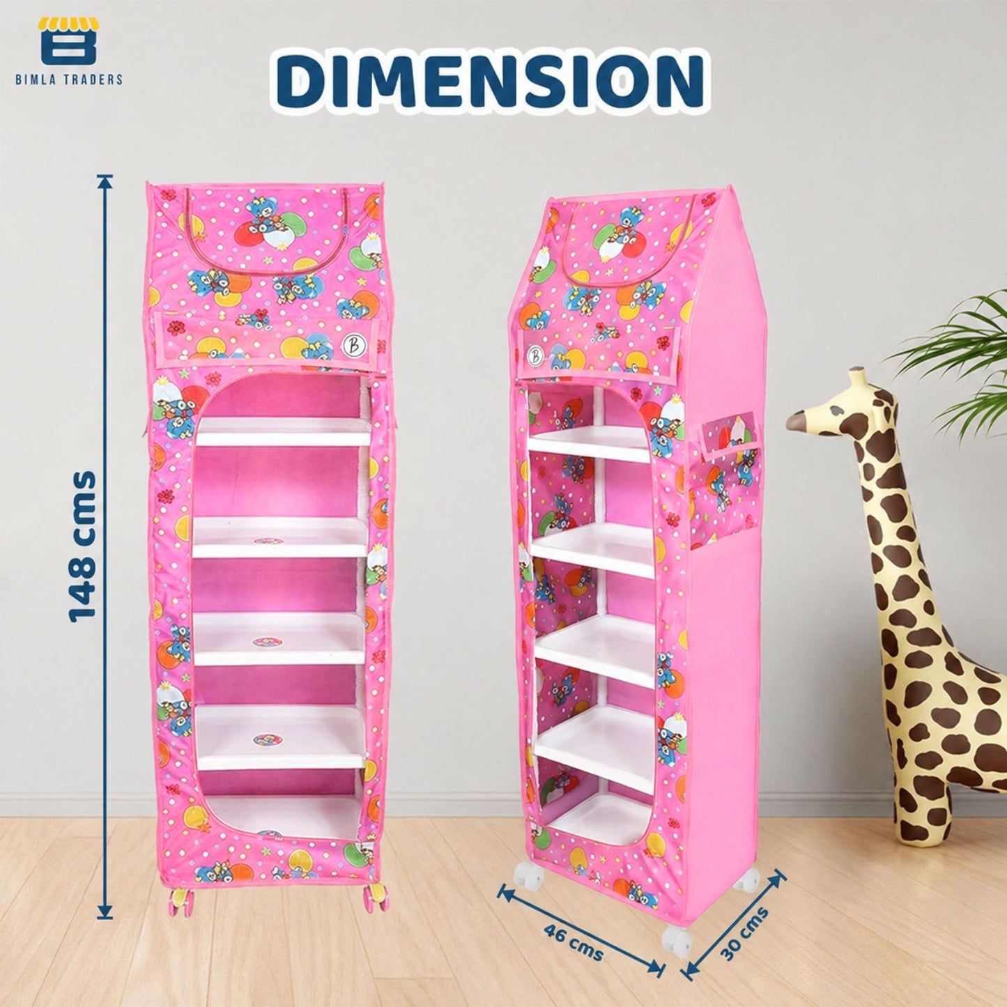 Bimla Traders Baby Almirah Kids Storage Organizer for Clothes,Books,Shoes,Toys Wardrobe for Multipurpose Collapsible