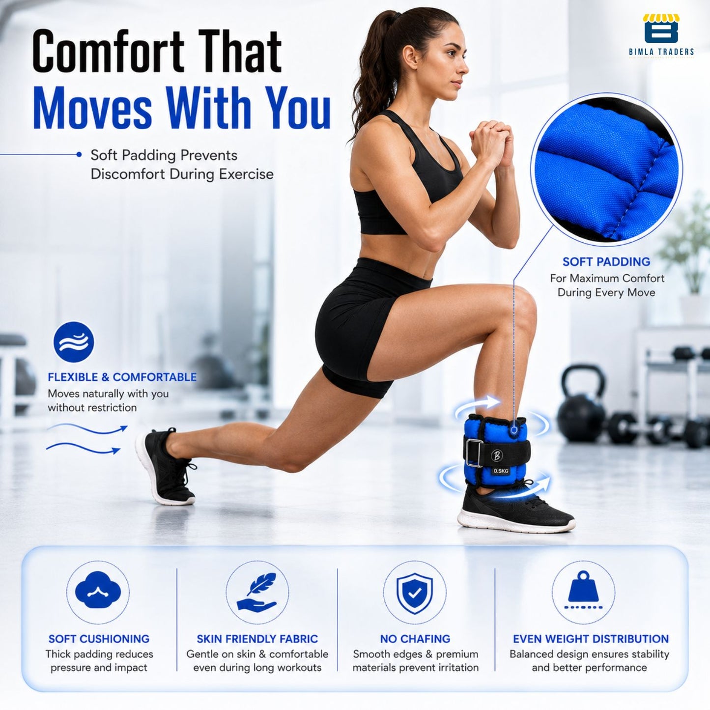 Btag Solid Neoprene Ankle & Wrist Weights | Adjustable Strap | Unisex Leg & Arm Weight Cuffs for Gym, Workout & Training.