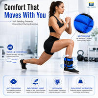 Btag Solid Neoprene Ankle & Wrist Weights | Adjustable Strap | Unisex Leg & Arm Weight Cuffs for Gym, Workout & Training.