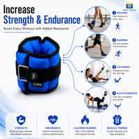 Btag Solid Neoprene Ankle & Wrist Weights | Adjustable Strap | Unisex Leg & Arm Weight Cuffs for Gym, Workout & Training.