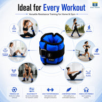 Btag Solid Neoprene Ankle & Wrist Weights | Adjustable Strap | Unisex Leg & Arm Weight Cuffs for Gym, Workout & Training.