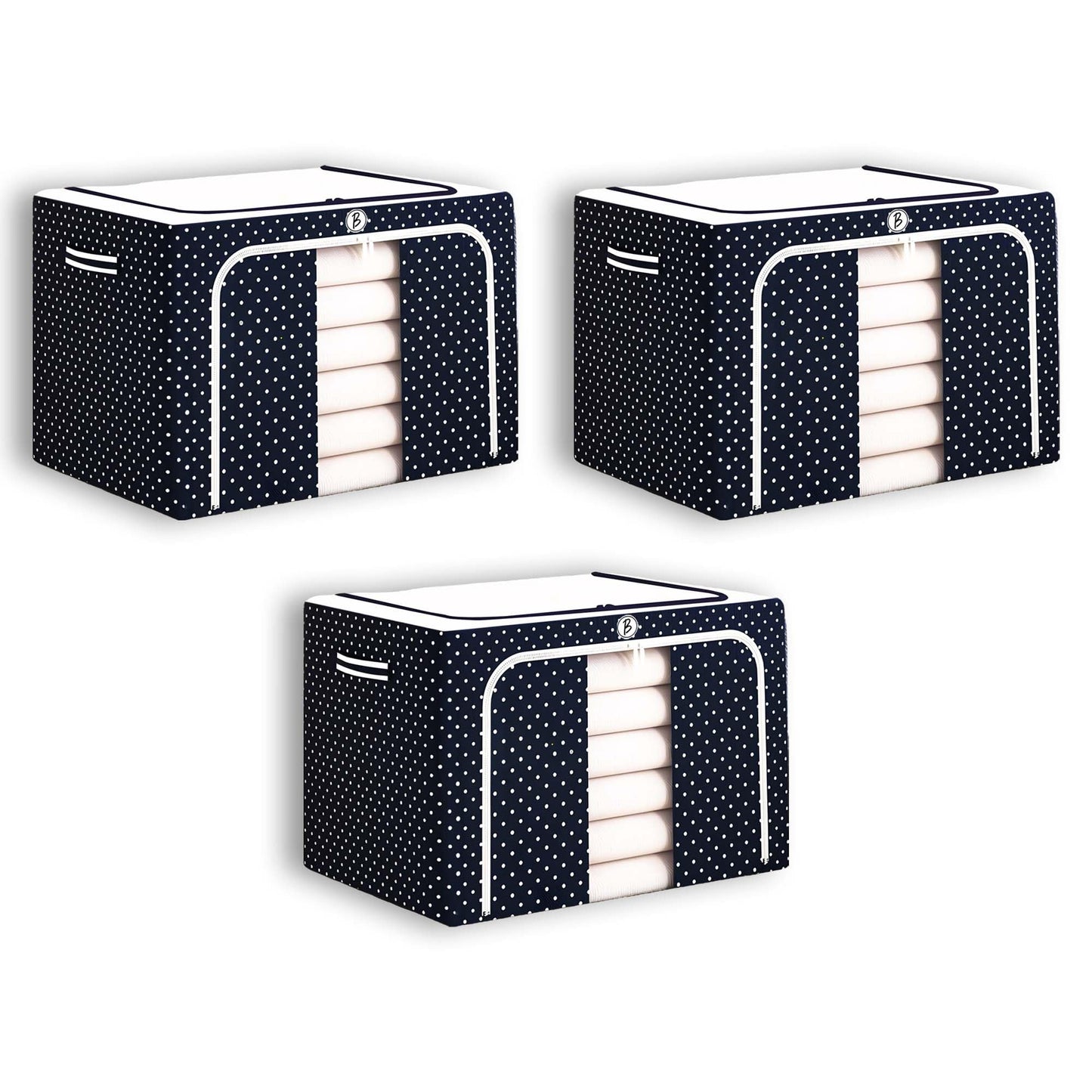 Bimla Traders Clothes, Foldable Clothes Storage Baskets for Wardrobe, Books, Saree, Shirts, Stationery Paper, Document Toy,and Blankets Storage Box with Handles|Assorted | 66 Liter |