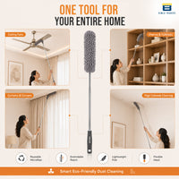 Bimla Traders Feather Duster Bendable & Extendable Fan Cleaning Duster with 100 inches Expandable Pole Handle Washable
