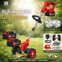 Bimla Traders 48V Cordless Electric String Trimmer & Lawn Edger with Wheels, Adjustable Handle, 2 Rechargeable Batteries, Steel & Plastic Blades, Grass Trimmer for Garden & Yard.