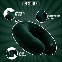 Bimla Traders Travel Neck Pillow for Men & Women | Soft Fibre Cushion for Flight, Car & Train | Soft Velvet Fabric with Attachable Snap Strap | Cervical Support for Neck Pain Relief. Pack of 1