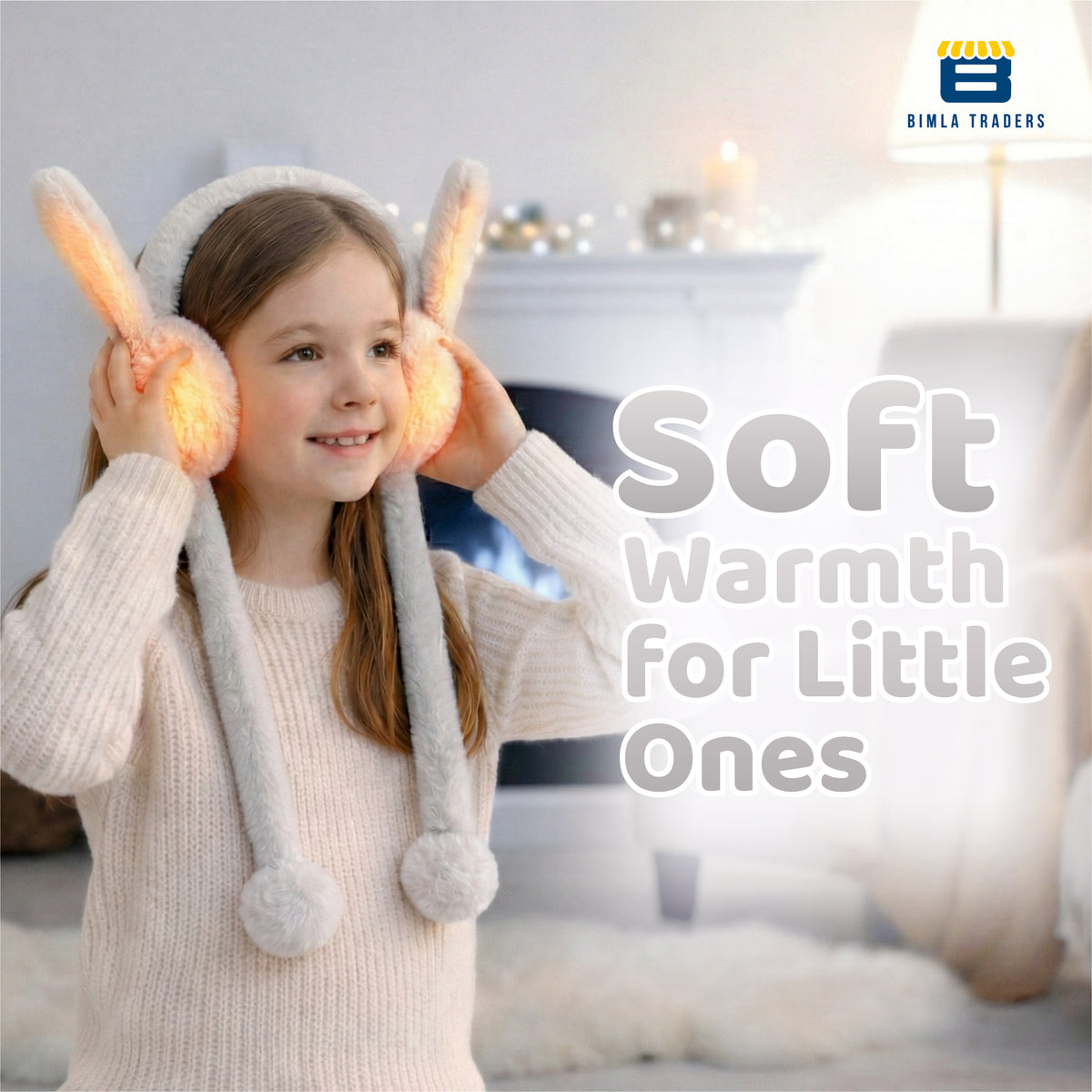 Bimla Traders Kids Premium Plush Bunny Earmuffs – Ultra-Soft, Windproof Ear Warmers with Animated Moving Ears