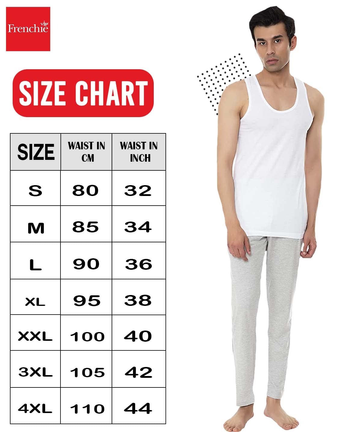 VIP Men's Frenchie Oxy White Cotton Vest (Pack of 4)
