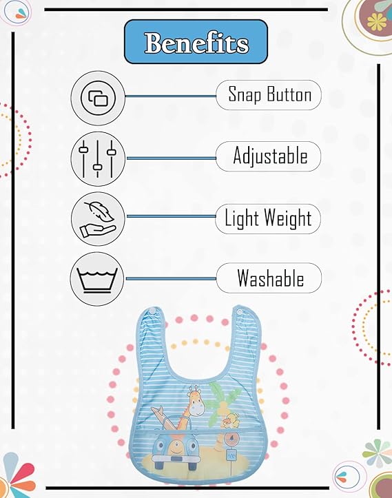 Bimla Traders Babies Soft Button bib for Feeding, Crumb Catcher.