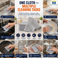 Bimla Traders Stainless Steel Non-Scratch Dish Cleaning Cloth | Reusable Wire Scrubber for Tough Grease on Utensils, Sinks & Counters | Wet & Dry Cleaning