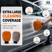 Bimla Traders Microfibre Wash Mitt Cleaning Gloves | Heavy-Duty Quality | Super Absorbent | Extra Large.