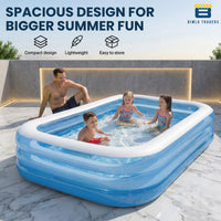 Bimla Traders Premium Inflatable Family Swimming Pool for Kids & Adults | Extra-Large 7 Feet 3-Layer Striped Bath Tub Without Pump, 82x59x23 Inch for Home & Outdoor Use