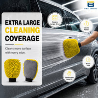Bimla Traders Microfibre Wash Mitt Cleaning Gloves | Heavy-Duty Quality | Super Absorbent | Extra Large.