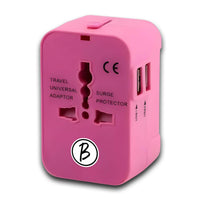 BTfash Universal Travel Adapter All in One Worldwide, Travel Adapter and Wall Charger with USB Ports with Multi Type Power Outlet (2U - USB 1A,100-240) Voltage