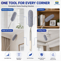 Bimla Traders Feather Duster Bendable & Extendable Fan Cleaning Duster with 100 inches Expandable Pole Handle Washable